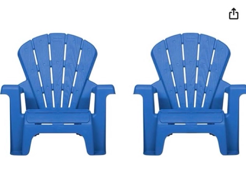 little tikes kids garden chair 2 pack in blue, outdoor toddler activity adirondack chairs for picnic, garden, patio, backyard & beach, outdoor chair set
