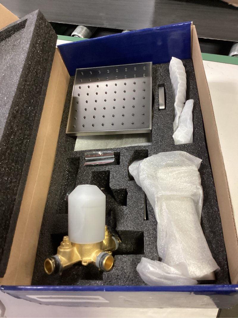 Shower Faucet Set with 8 Inch Rainfall Shower Head Bathroom Rainfall Shower System Single Function Shower Trim Kit with Rough-In Valve Pressure Balance Square Shower Head Brushed Nickel