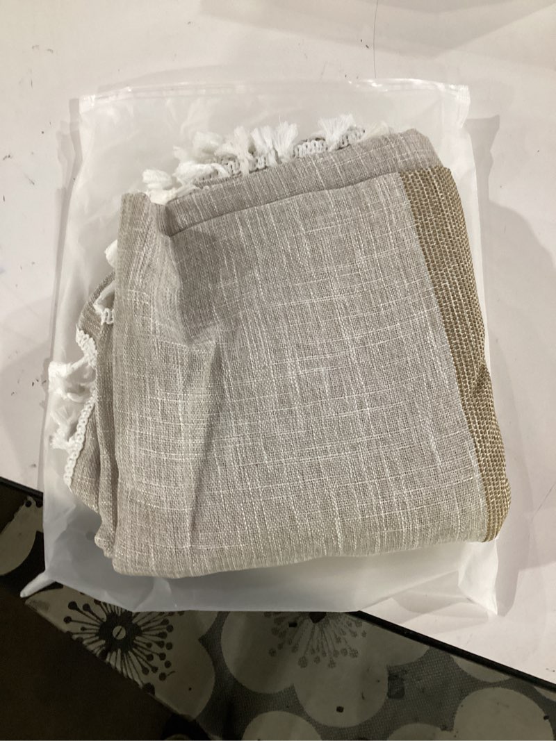 Condition photo showing Good Condition for jiale tablecloths for rectangle tables, cotton linen table cloth waterproof tablecloth wrinkle free farmhouse dining tables cover, soft fabric table cloths with tassels, brown, 55" x 86", 6-8 seats striped brown 86" x 55" (rectangular)