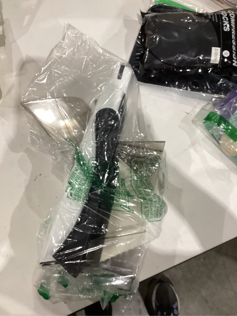 Condition photo showing As Is for ONCE FOR ALL Upgrade Safe Mandoline Slicer Plus, Biger Size, Adjustable Vegetable Food Chopper Potato Fries Cutter, Detachable Blade, Kitchen Chopping Artifact, Gift (Black) Black/White