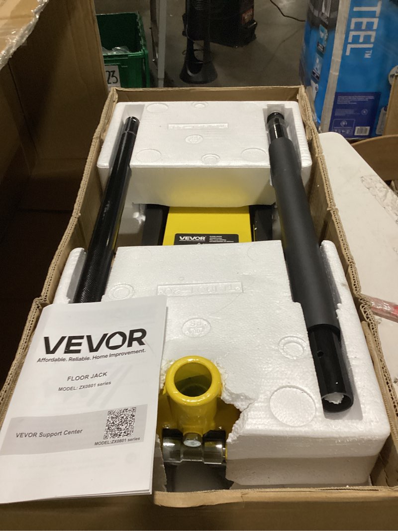 Condition photo showing Good Condition for vevor low profile floor jack, 2 ton (4400 lbs) capacity, steel racing floor jack with dual pistons quick lift pump, hydraulic trolley car lift for sports cars, sedans, lifting range 2.95-19.9 inches