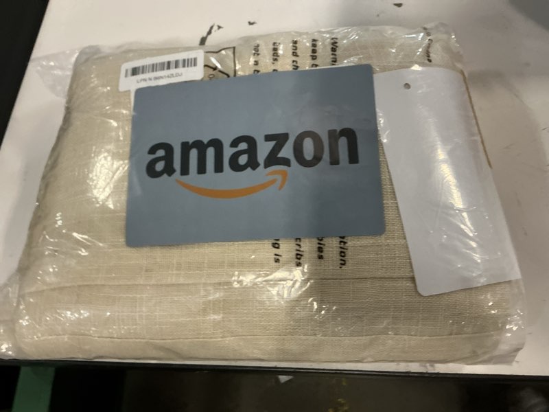 Condition photo showing New/Like New for LAMIT 102 inches Long Sheer Linen Curtains, Linen Textured Light Filtering Semi Sheer Back Tab and Rod Pocket Natural Boho Drapes for Living Room/Farmhouse, 2 Panels, Beige, 52 x 102 Inch 52"W x 102"L (Pack of 2) Beige