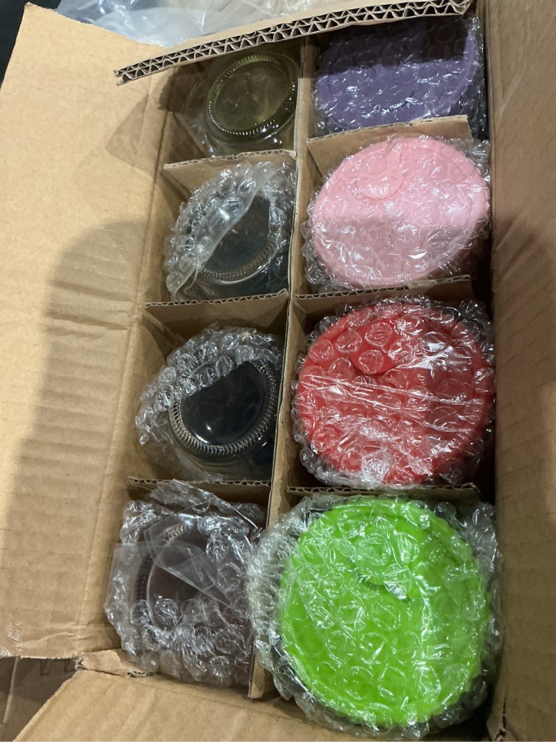 Condition photo showing Good Condition for youngever 8 pack glass jars with straws, 8 ounce glass cups with airtight lids (8 rainbow colors)