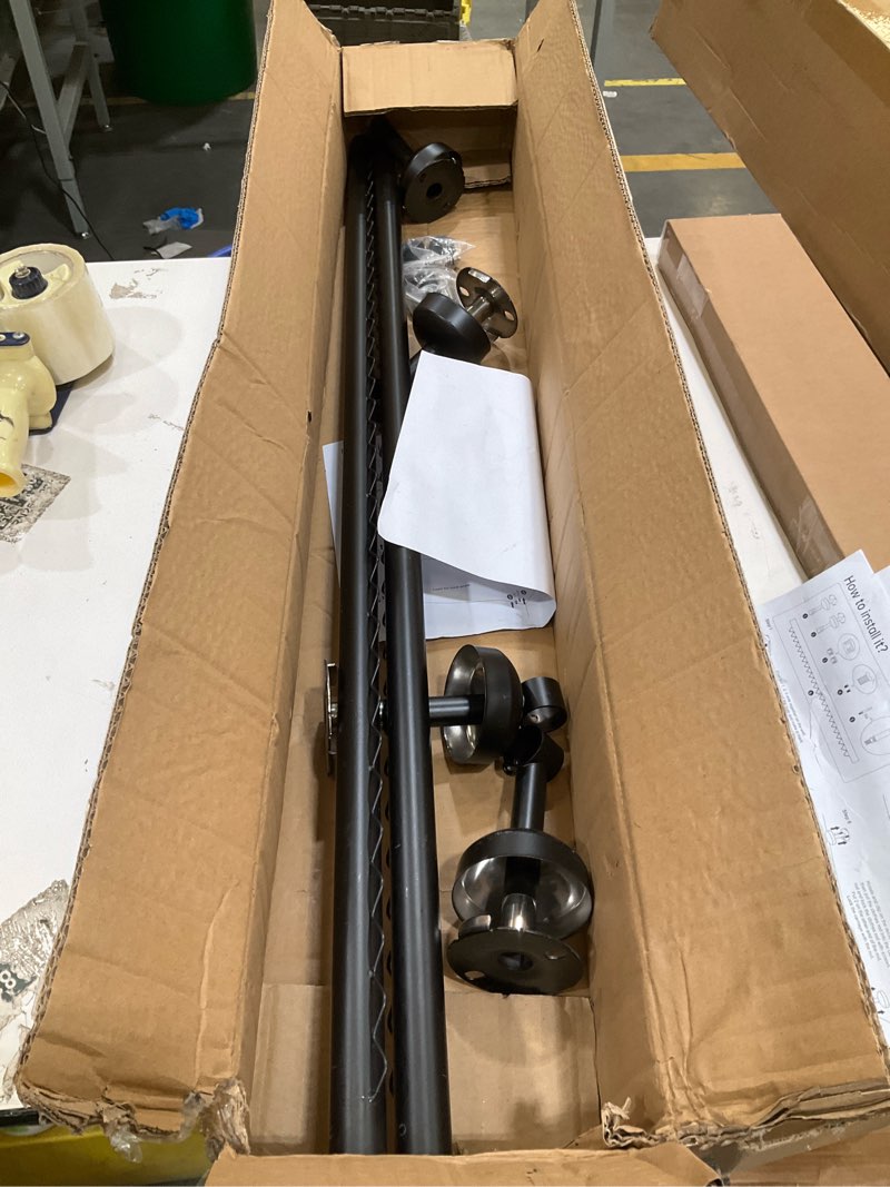 Condition photo showing Good Condition for 2 pack closet rail hanging closet rod ceiling clothes rack any angle hanging rail clothes rod wall mount sloped ceiling closet solutions for attic bedroom under stairs storage (black)