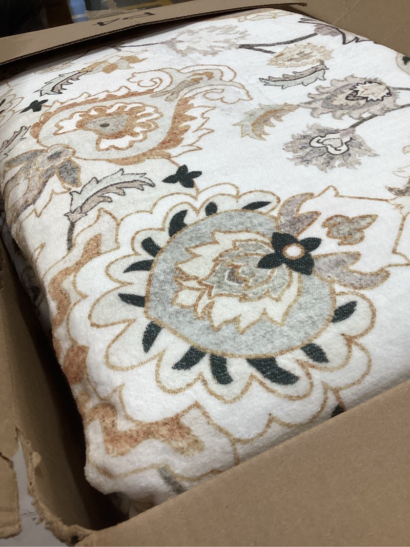 Condition photo showing Good Condition for washable area rugs for living room: bedroom area rug bo vintage rugs stain resistant non slip low pile soft lightweight carpet for kitchen dining room farmhouse nursery kids room