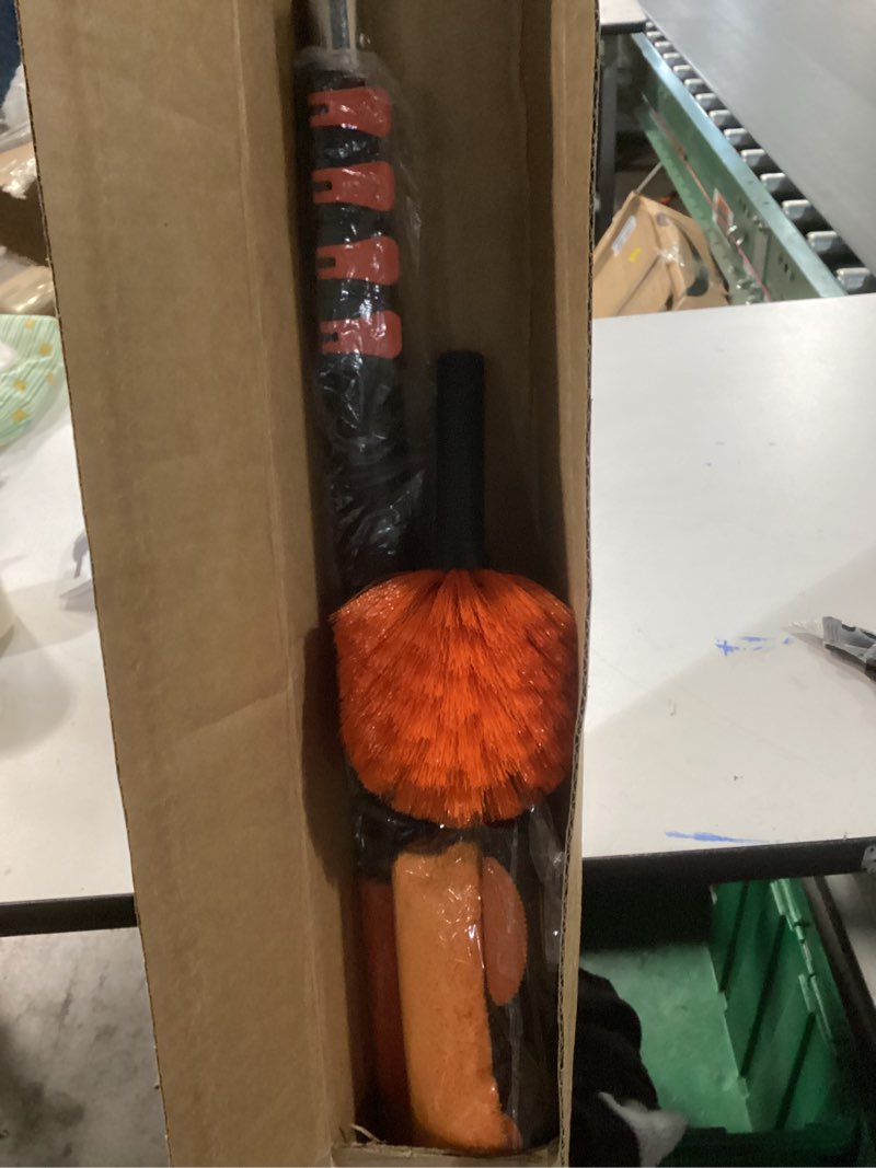 Condition photo showing Good Condition for 25FT Reach High Ceiling Duster Kits with 5-20FT Adjustable Pole - Includes Extra Long Duster, High Ceiling Duster, Rotatable Window Squeegee & Cobweb Duster for Ceiling Fans and Whole House Cleaning 20FT Orange