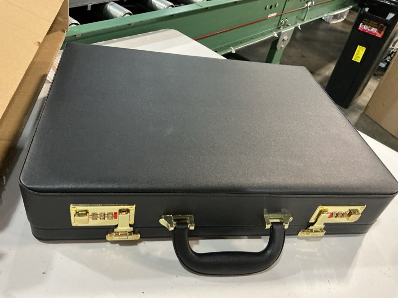 Condition photo showing As Is for generic masonic regalia apron hard case briefcase size mm or wm mason faux leather case, black