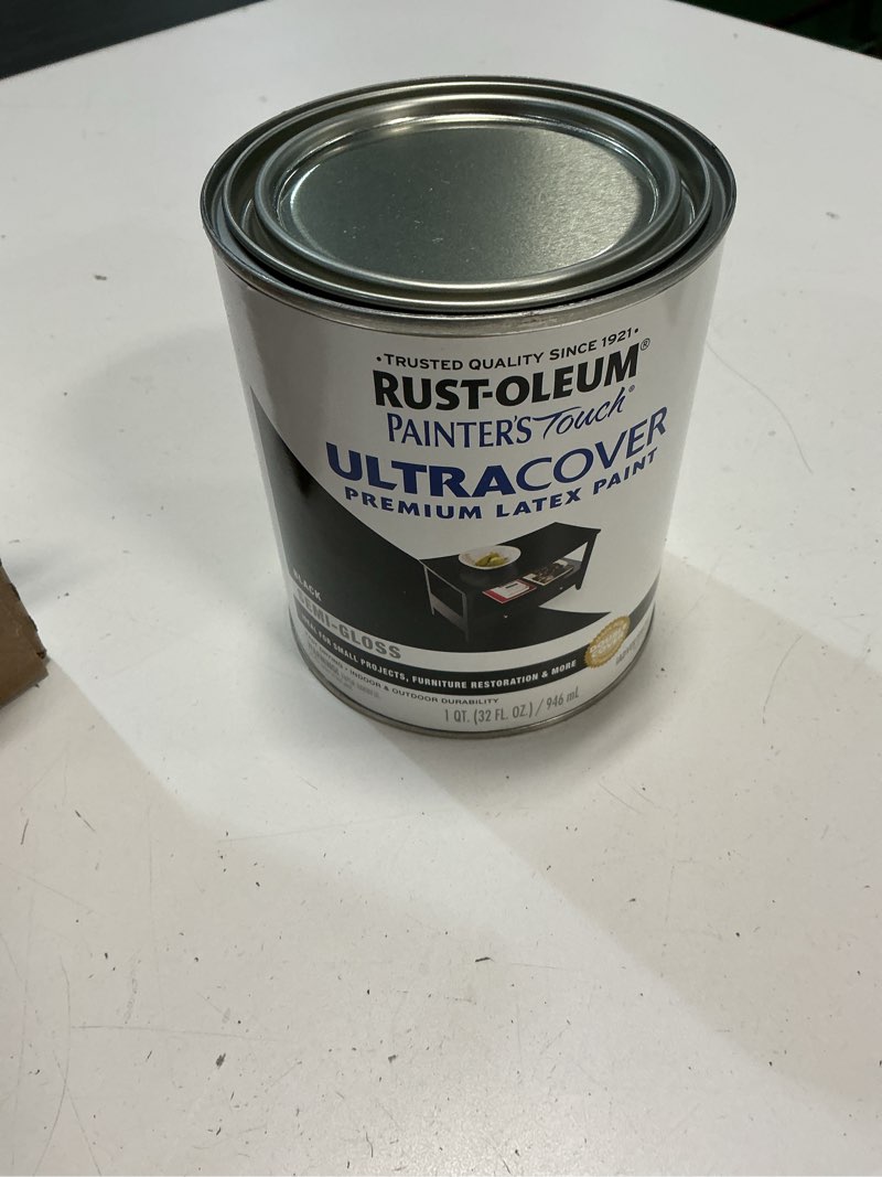 Condition photo showing Good Condition for rust-oleum 1974502 painter's touch latex paint, semi-gloss black, 1 quarts (pack of 2)