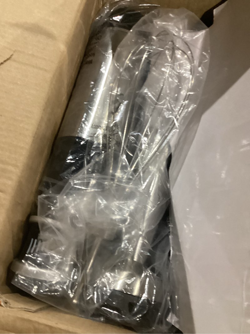 Condition photo showing As Is for Immersion Blender Handheld Corded Hand Blenders Set 1100W, Trigger Variable Speed 5 in 1 Stick Emulsifier with Chopper, Whisk and Frother for Soup, Baby Food and Smoothies Black