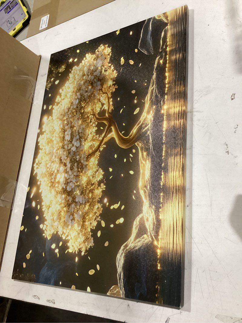 Condition photo showing Good Condition for similar large tree of life canvas wall art abstract gold tree mountain lake decor painting pictures nordic golden white flowers posters prints for living room bathroom bedroom office hallway home decoration