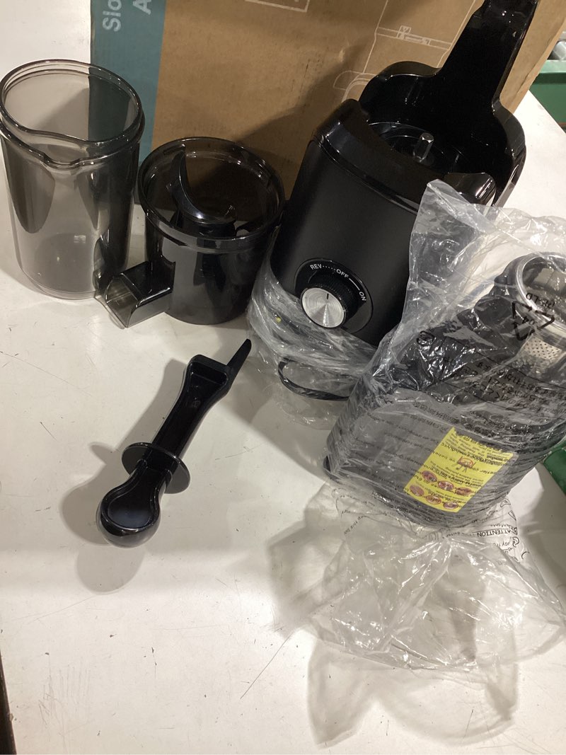 Condition photo showing Good Condition for newbulig cold press juicer machines, masticating juicer with high juice yield, reverse function, stops oxidation and easy to clean for vegetables & fruits, black black large