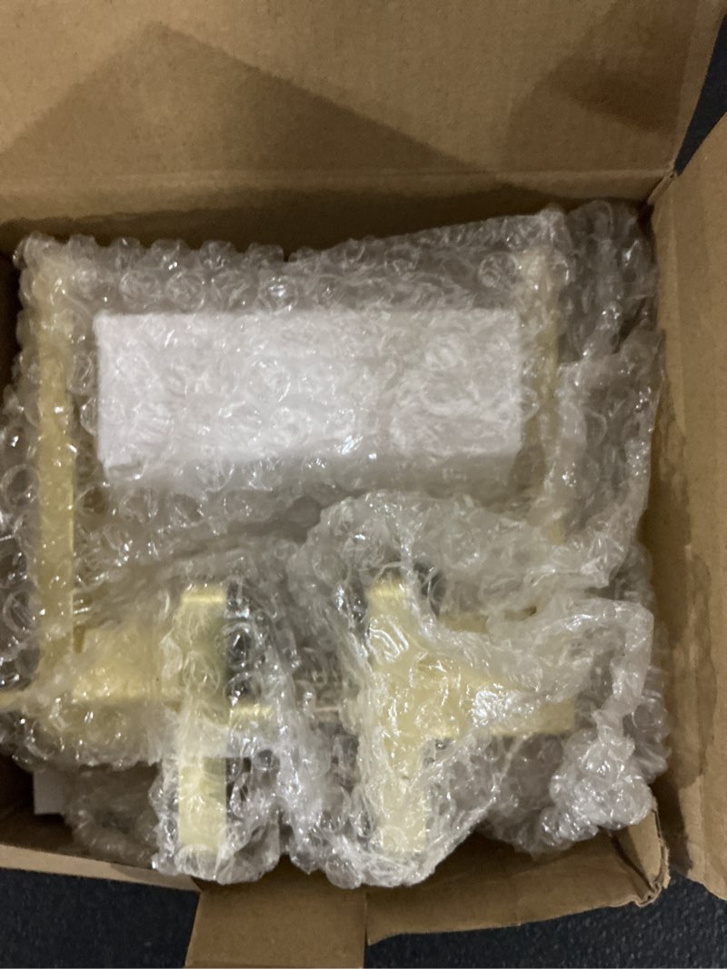 Condition photo showing Good Condition for moquin gold door handles with lock and key, heavy duty square brushed gold door handles with reversible lever for bedroom or front door, satin brass 1 pack keyed entry-lock & key satin brass