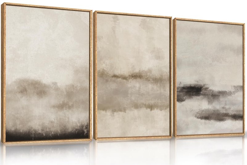 hpinub large abstract framed canvas wall art set,minimalist beige gray pastel...