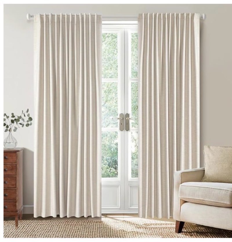 100% Blackout Curtains 84 Inch Length 2 Panel Set, Heavy Duty Flax Linen Curtains for Living Room, Thermal Insulated Drapes for Bedroom, W52 x L84 Inch 52\\\"W x 84\\\"L (Pack of 2) White ))3 in 1