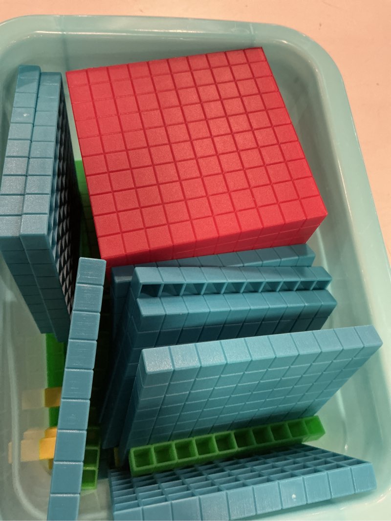 Condition photo showing As Is for base ten blocks plastic 143 pcs math manipulatives kindergarten counting cubes for kids math,place value blocks for early counting math toy for 1st grade