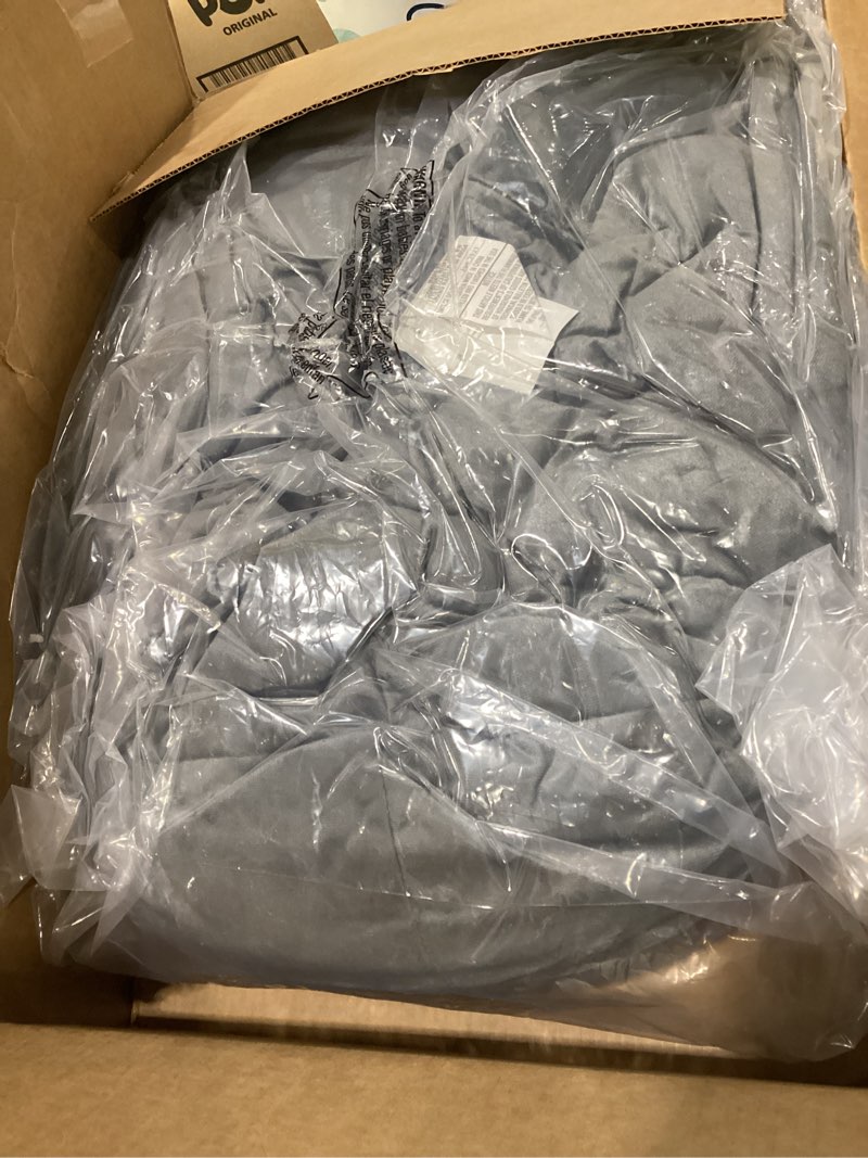 Condition photo showing As Is for big joe fuf small foam filled bean bag chair, gray plush, soft polyester, 2 feet small grey