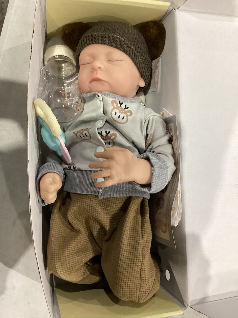 Condition photo showing New/Like New for BABESIDE Lifelike Reborn Baby Dolls Boy, 17 Inch Poseable Full Vinyl Body Realistic Baby Doll, Real Life Newborn Baby Doll with Toy Accessories Gift Set for Kids Age 3+
