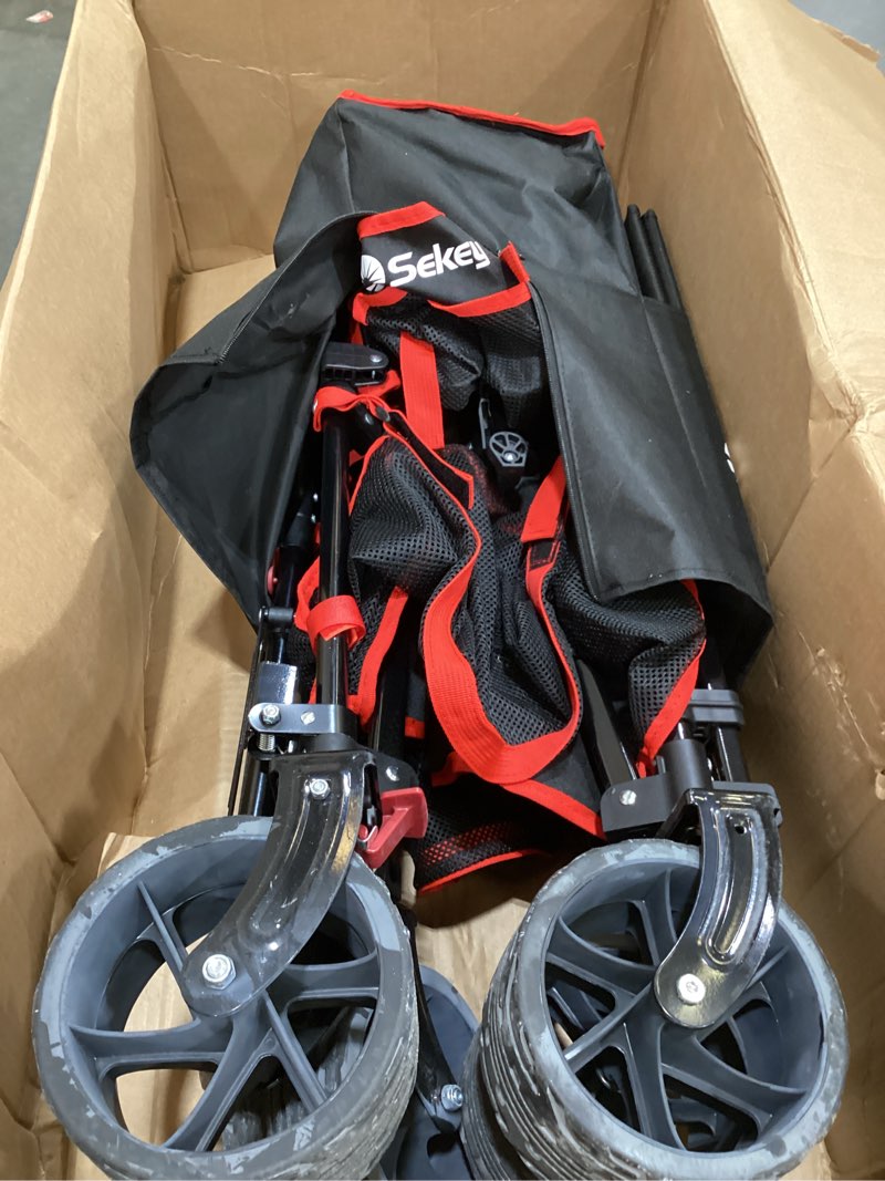 Condition photo showing Good Condition for sekey collapsible foldable wagon with 330lbs weight capacity, heavy duty folding wagon cart with big all-terrain wheels. black dark black 330 lbs