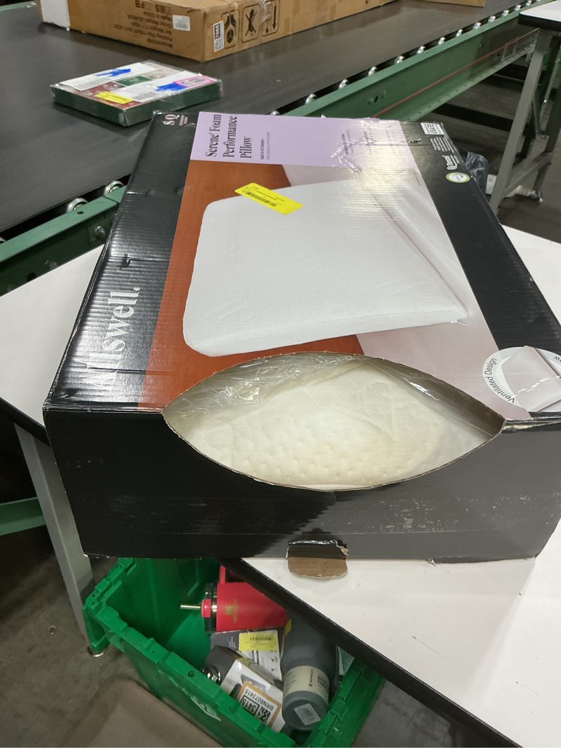 Condition photo showing As Is for allswell serene foam performance standard/queen bed pillow with cover