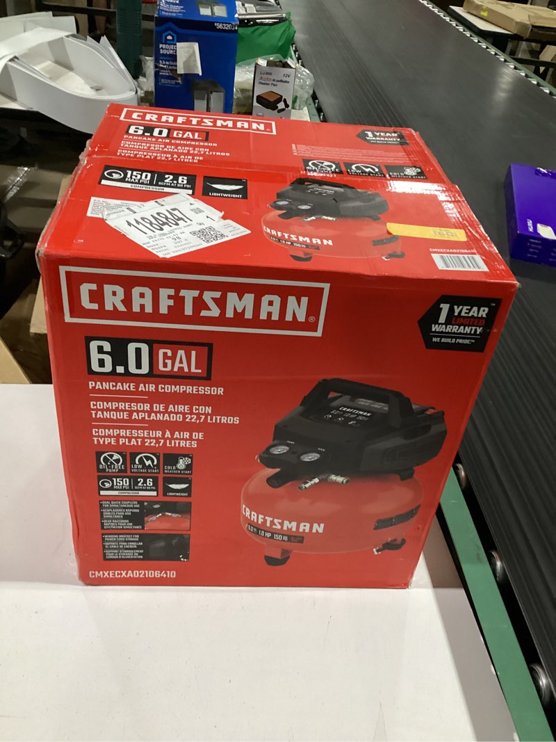 Condition photo showing Good Condition for craftsman 6-gallon portable electric 150 psi pancake air compressor