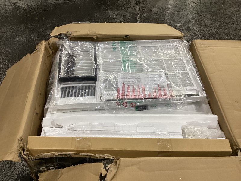 Condition photo showing Good Condition for used not tested lg 12,200 btu window air conditioner with supplemental heat, 230/208v, cools 570 sq.ft. (19' x 30' room size), electronic controls with remote, 2 cooling, heating & fan speeds, slide in-out chassis bright white 12000 btu electronic 230ve