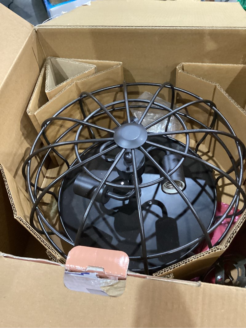 Condition photo showing Good Condition for allen + roth yordan 15-in aged bronze industrial incandescent flush mount light