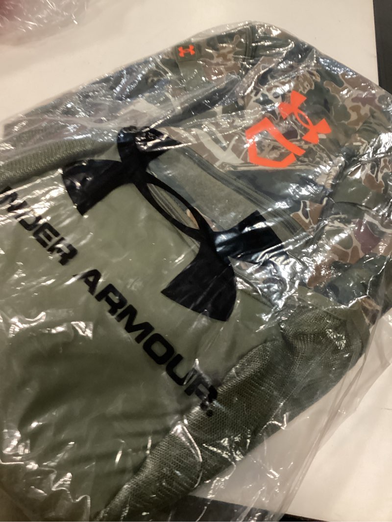 Condition photo showing New/Like New for Under Armour Unisex Utility Baseball Backpack Print, (390) Marine OD Green / / Blaze Orange, One Size Fits All (390) Marine Od Green / / Blaze Orange One Size