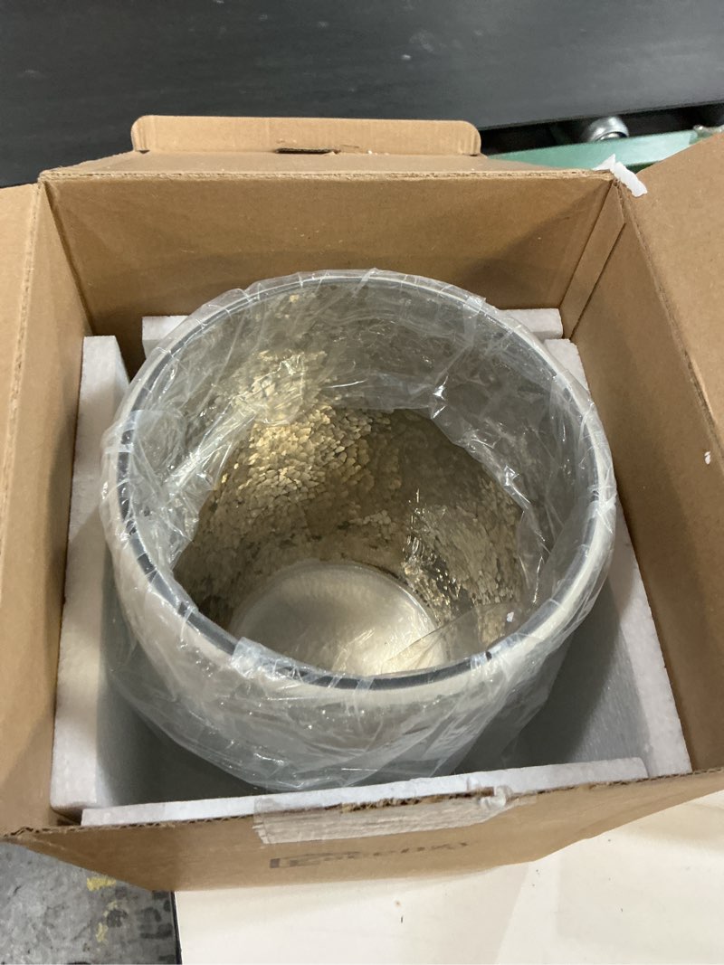 Condition photo showing Good Condition for escenzy modern bathroom trash can silver mosaic glass 5l | 7" x 10" | luxury waste basket for restroom, bedroom, office & kitchen | decorative small garbage can | silver glitter bathroom accessories