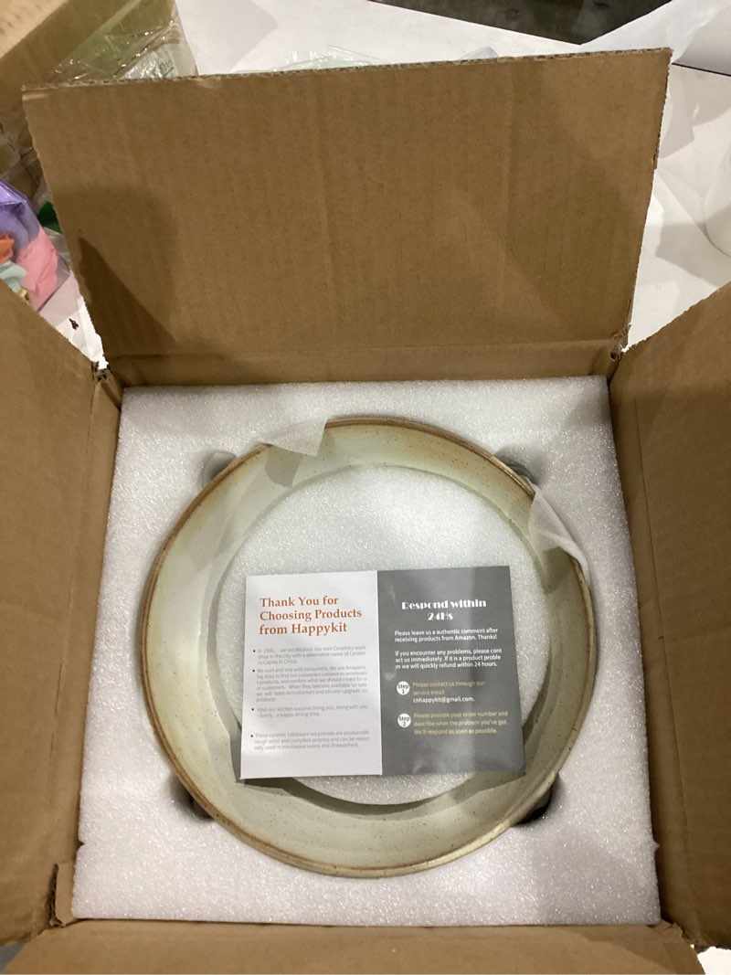 Condition photo showing Good Condition for HAPPY KIT 9'' Pasta Bowls, 42oz Pasta Bowls Set of 4, Large Salad Bowl, Ceramic Serving Bowls,Double Reactive Glaze, Ideal for Housewarming, Festivals, Microwave Safe (Ivory)