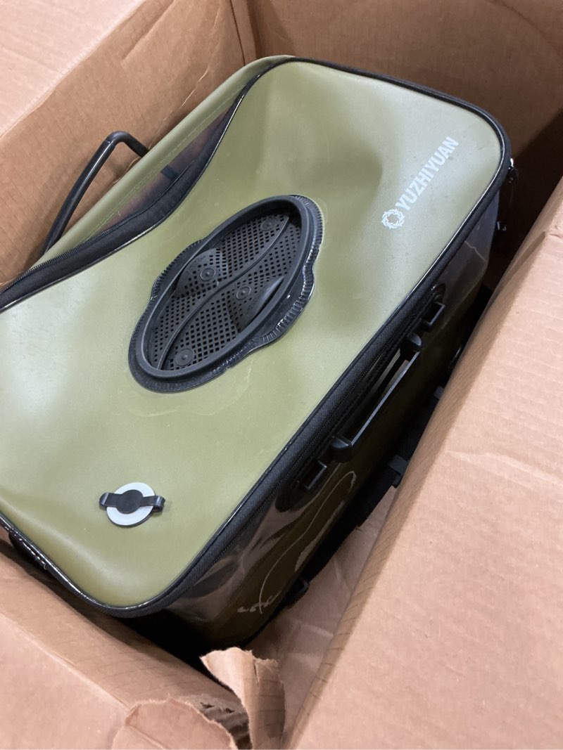 Condition photo showing As Is for fishing bucket foldable? 6gallon/8gallon/10gallon,live fish container multi-functional live fish bait bucket,for fishing, camping, moving green 6 gallon