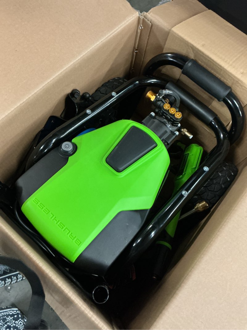 Condition photo showing As Is for greenworks pro 3000-psi 2.3-gpm cold water electric pressure washer