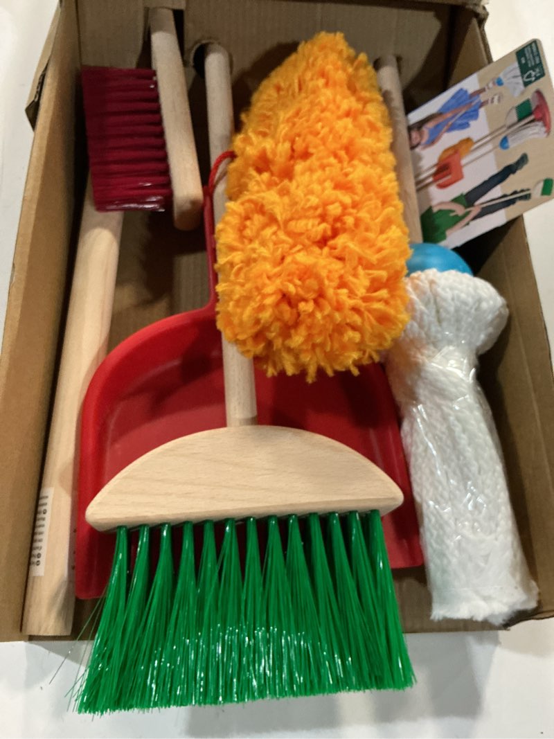 Condition photo showing New/Like New for melissa & doug dust sweep mop, 6-pc. toddler cleaning set with kids broom & accessories, preschool learning activities & kids toys for girls & boys 3+