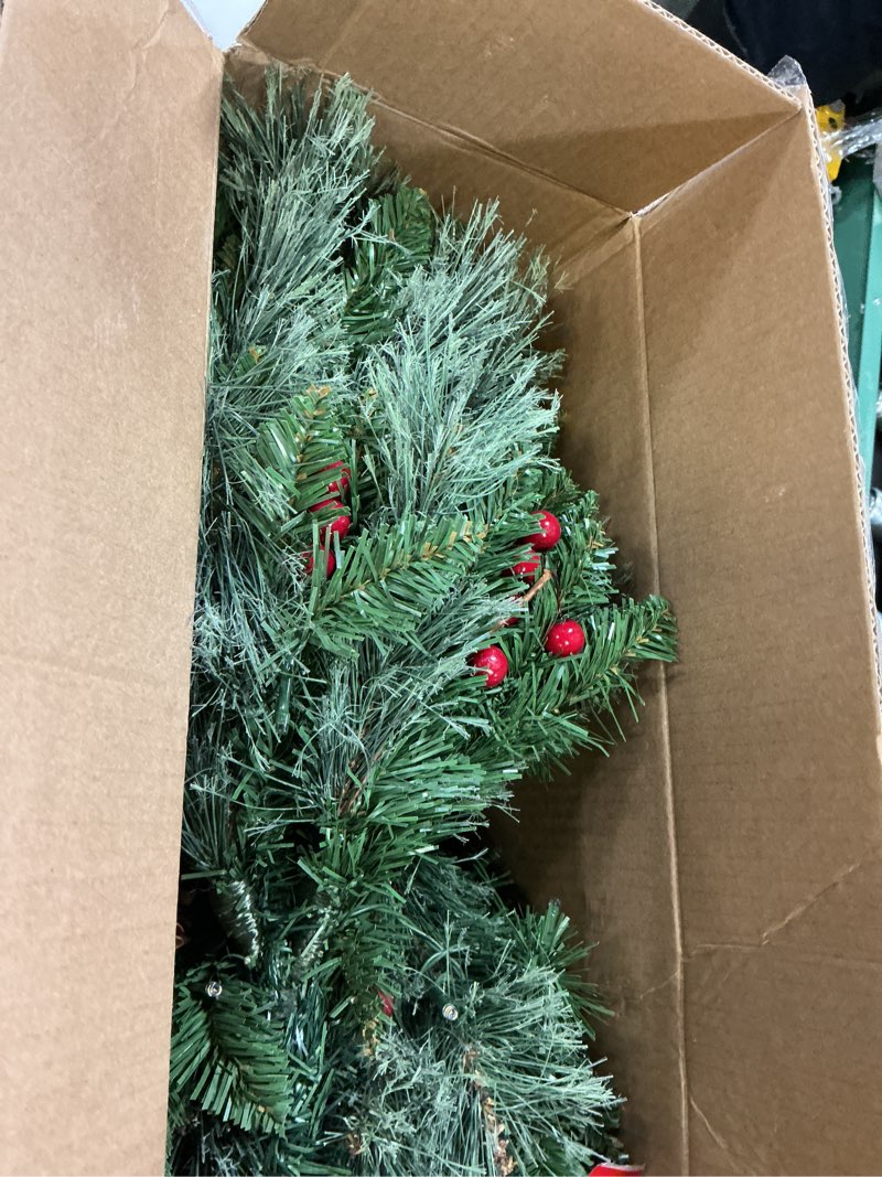 Condition photo showing Good Condition for 3ft Pre-Lit Premium Artificial Christmas Tree with 80 LED Lights Frazer Fir Mini Xmas Trees, Cement Burlap Base Basin, for Home Tabletop, Green Polyethylene