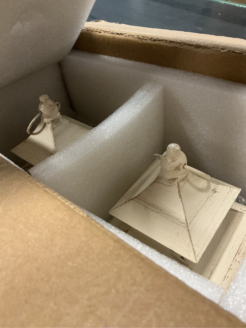 Condition photo showing New/Like New for needomo lanterns decorative outdoor&indoor, set of 4 (14"&10") beige metal lantern decor with glass, candle holder for porch, patio, garden, balcony, wedding, table centerpiece 14"&10" 4
