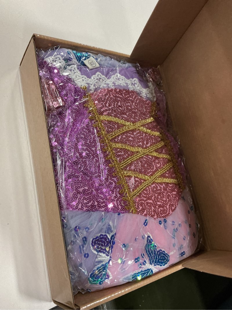 Condition photo showing New/Like New for Hauarker Girls Princess Dress for rapunzel Costume Kids Halloween Birthday Outfits Gift Dress Up 