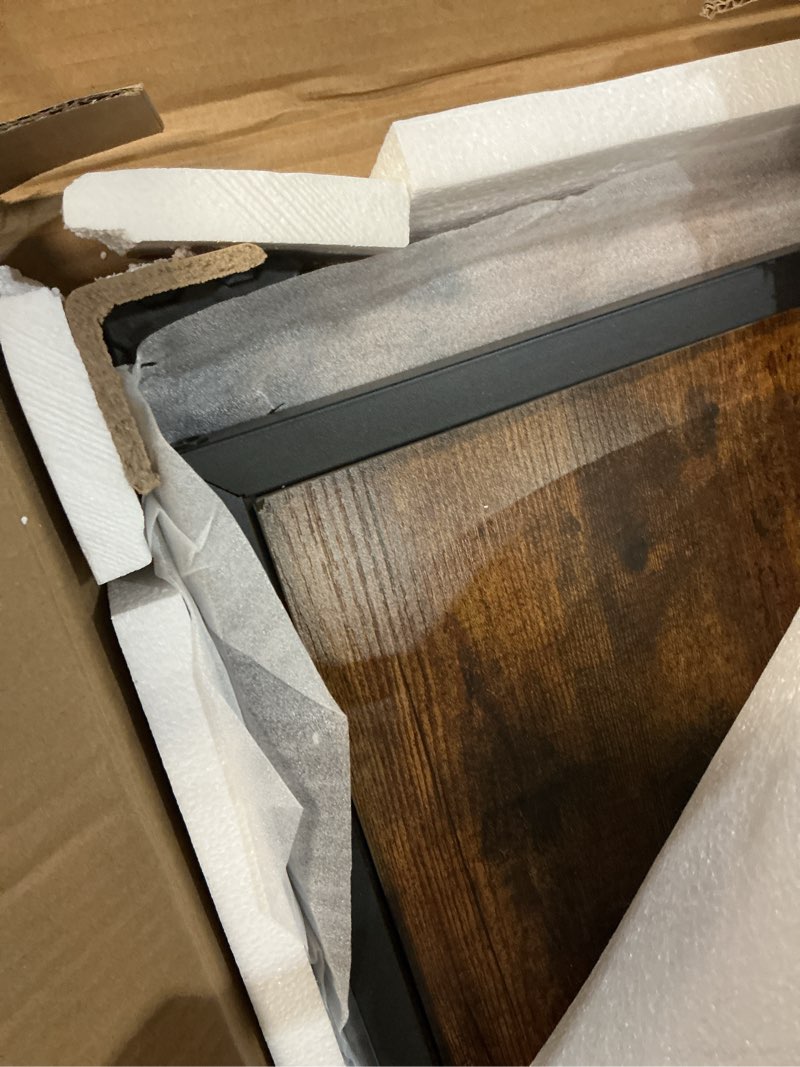 Condition photo showing As Is for Huuger Computer Desk with 6 Drawers, 47 Inch Office Desk with Shelves, Reversible Gaming Desk, Corner Desk with Storage, Work for Home Office, Study, Living Room, Rustic Brown 47 inch Rustic Brown