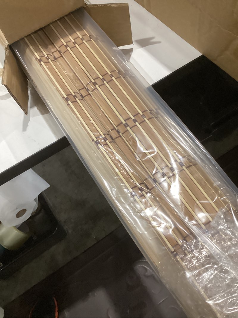 Condition photo showing Good Condition for luckup cordless roman shades, roll up bamboo blinds for indoor windows, light filtering uv protection natural bamboo shades, easy to install for home & office, 36" w x 64" l, natural 36"w x 64"h natural