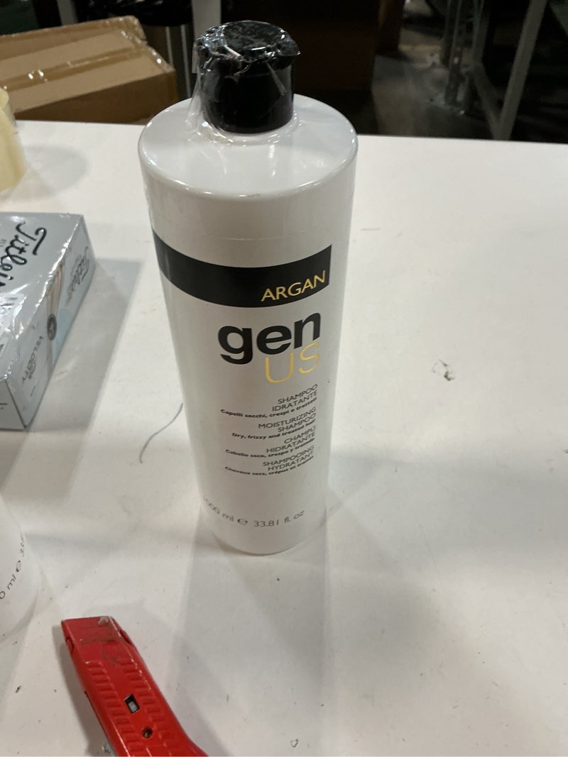 Condition photo showing New/Like New for Genus Argan Hydrating Hair Shampoo - Enriched with Argan & Linseed Oil for Dry, Frizzy, Treated Hair - Moisturizing, Anti-Frizz, Nourishing, Adds Shine & Softness - 1000ml Moisturizing Shampoo 1000ml