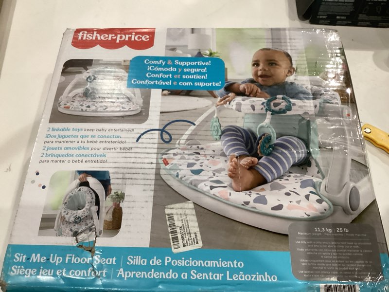 Condition photo showing As Is for Fisher-Price Portable Baby Chair Sit-Me-Up Floor Seat With Developmental Toys & Machine Washable Seat Pad, Pacific Pebble 1 Count Pacific Pebble