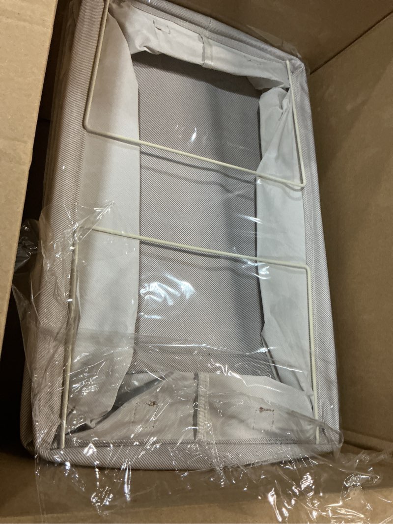 Condition photo showing Good Condition for thick metal frame, foldable storage bin, leather handle,closet cube,decorative basket for organizer toys,books, clothes, socks,underclothes,household , hostel, office nurseries(27l)