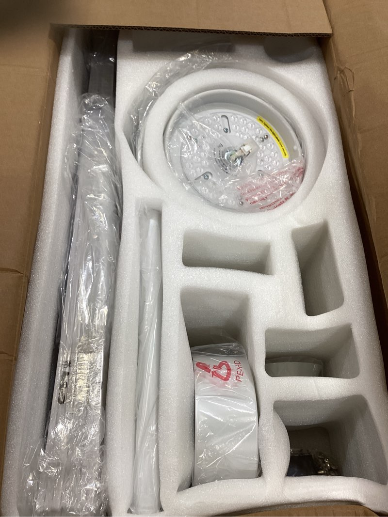 Condition photo showing As Is for 62 inch large smart ceiling fan with alexa or app,white ceiling fan with light and remote,6 speed,3cct,quiet dc motor outdoor fan for patio or bedroom white 62