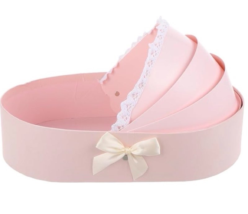 Baby Bedside Crib Basket Florist Presents Wrapping Bag for Baby Shower Flower Bouquet Wrapping for Newborn 100 Days, 1St Birthday Florist Packing Bags Pink (Incomplete)