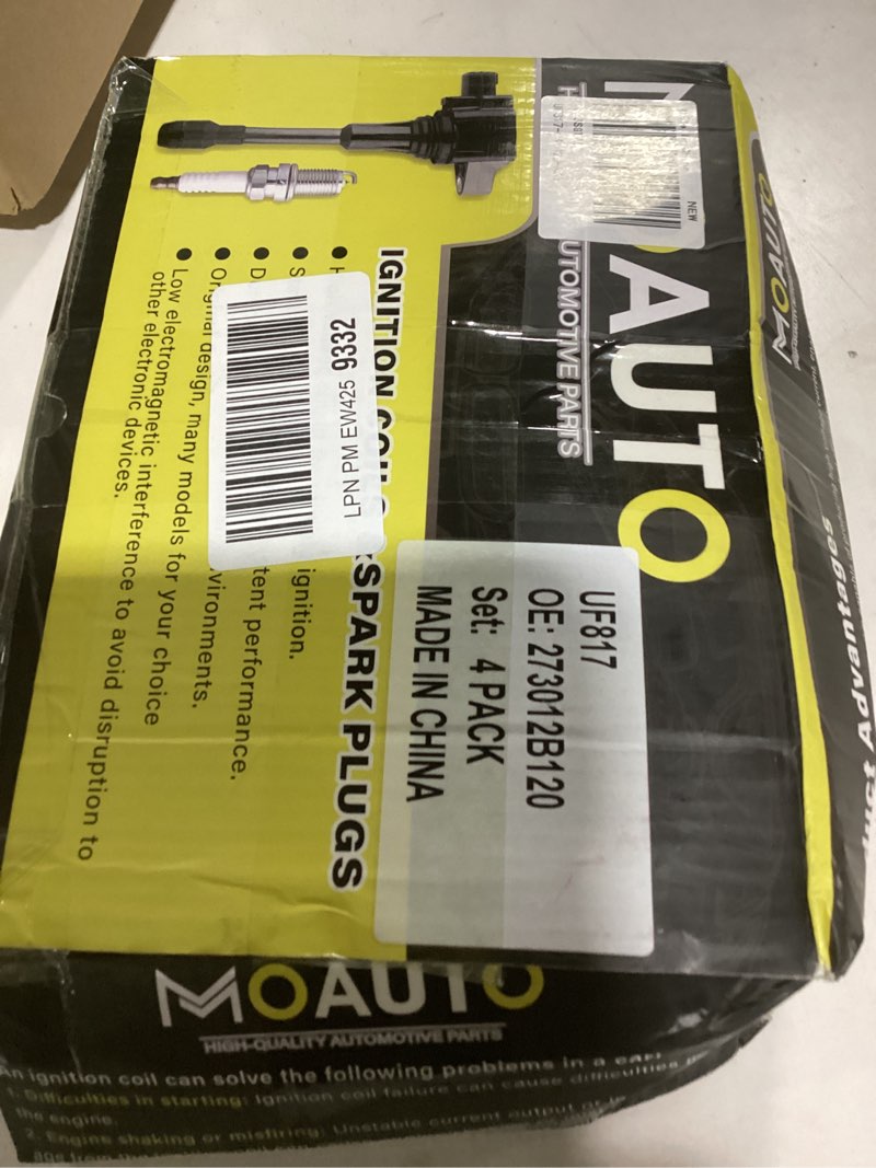 MOAUTO Set of 4 Ignition Coils Pack UF817 27301-2B120 & 4 PCS Iridium Spark Plugs Compatible with Hy