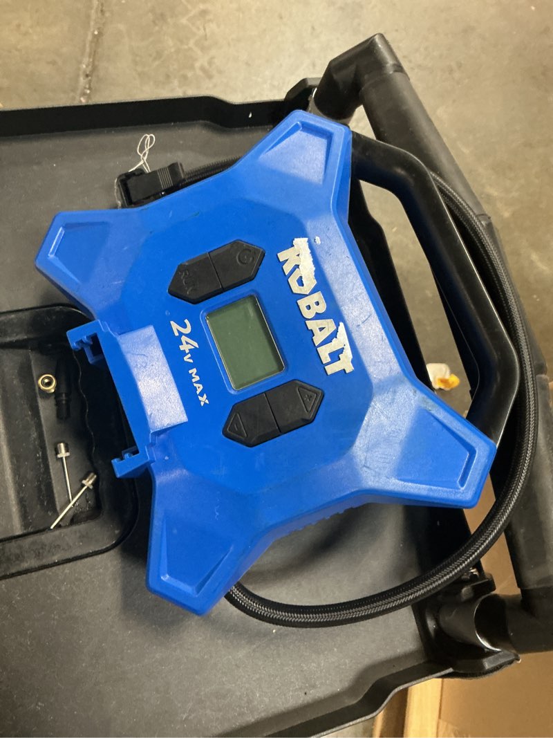 Condition photo showing As Is for kobalt cordless high pressure 24-volt li-ion air inflator
