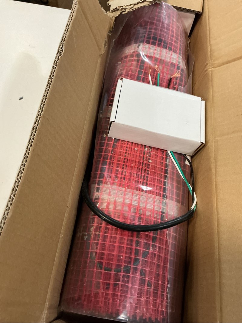 Condition photo showing Good Condition for vevor floor heating mat, 20 sq. ft, electric radiant in-floor heated warm system with digital floor sensing thermostat, includes installation monitor, adhesive back for easy installation on the floor 20 sq.ft