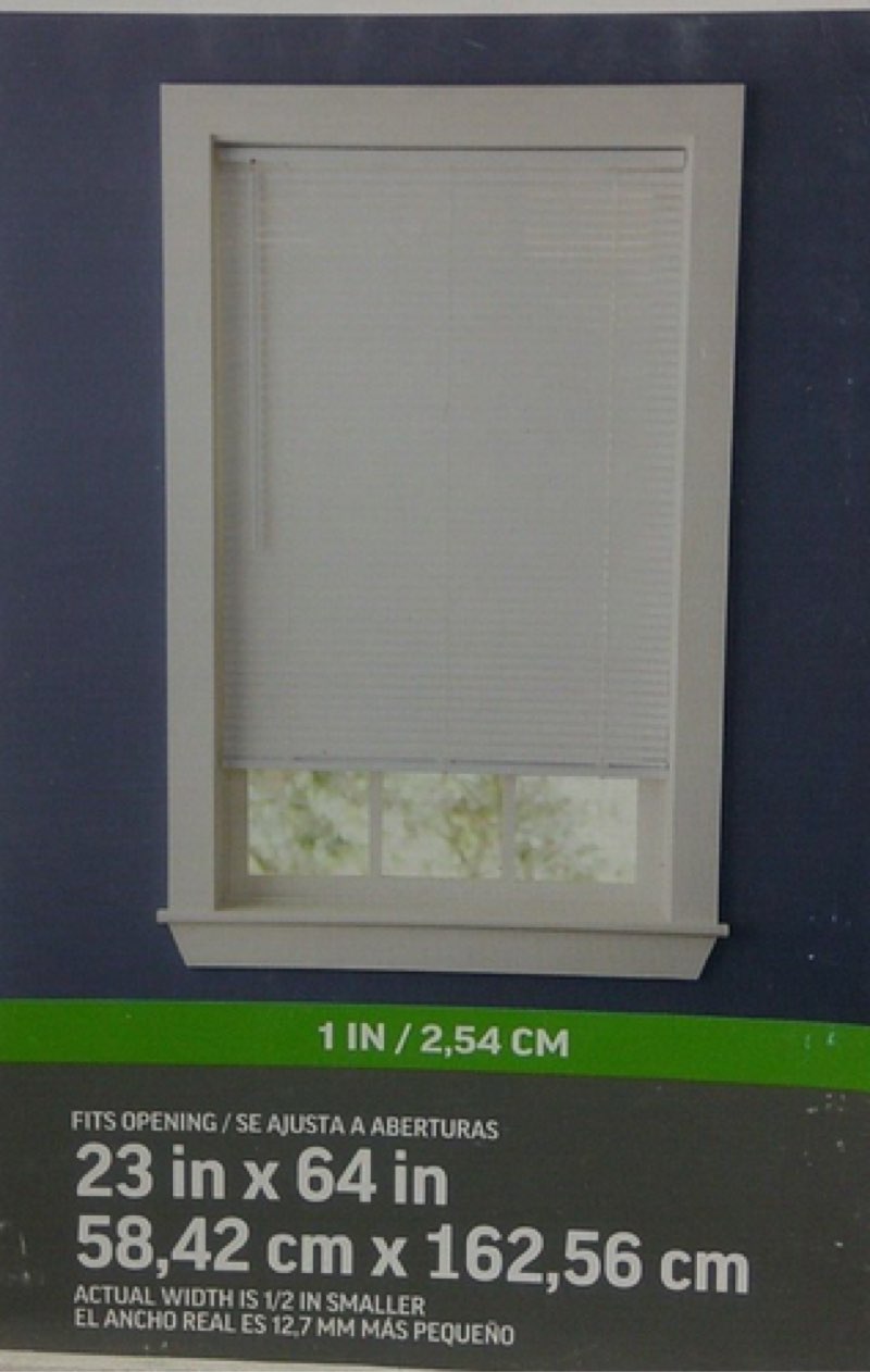 Project Source 1" Room Darkening Cordless Vinyl Mini Blinds 23" x 64" White