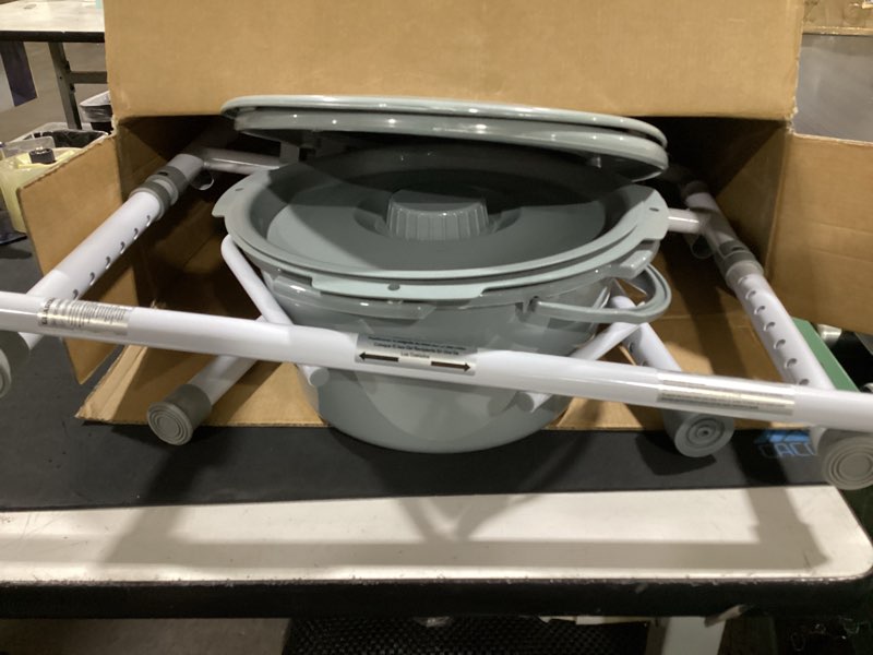 Condition photo showing Good Condition for medline dark gray 3-in-1 folding commode with elongated seat, microban treated - portable, adjustable, durable - ideal for medical patients