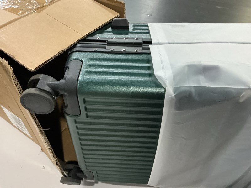 Condition photo showing As Is for Zipperless Luggage, Polycarbonate Aluminum Hard Shell, Expandable Carry-On Suitcase with Spinner Wheels, Hard Shell Suitcase, 20 Inch Cabin