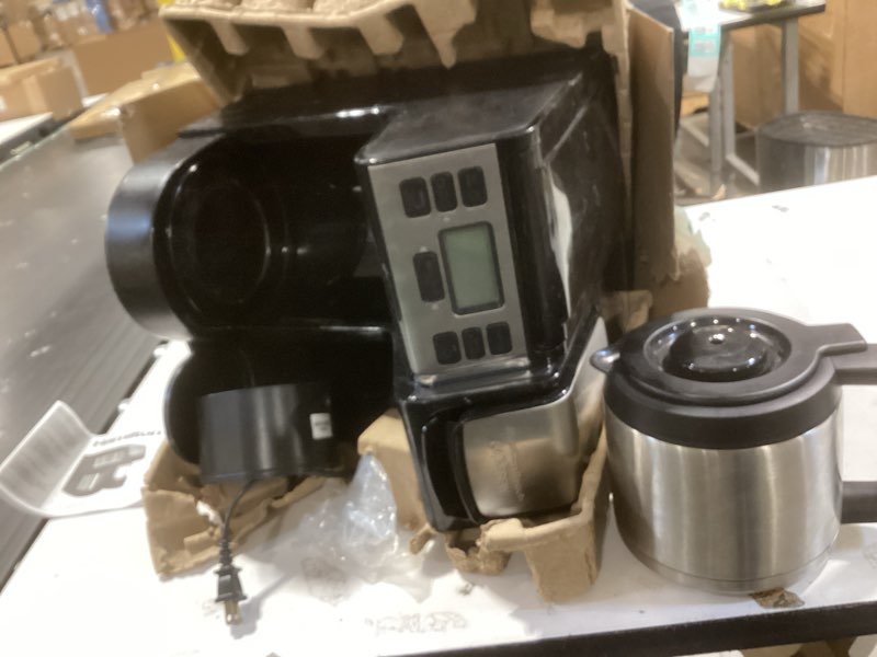 Condition photo showing As Is for Hamilton Beach FlexBrew Trio 2-Way Coffee Maker, Compatible with K-Cup Pods or Grounds, Combo, Single Serve & Full 12c Thermal Pot, Black and Stainless – Fast Brewing 12 Cups