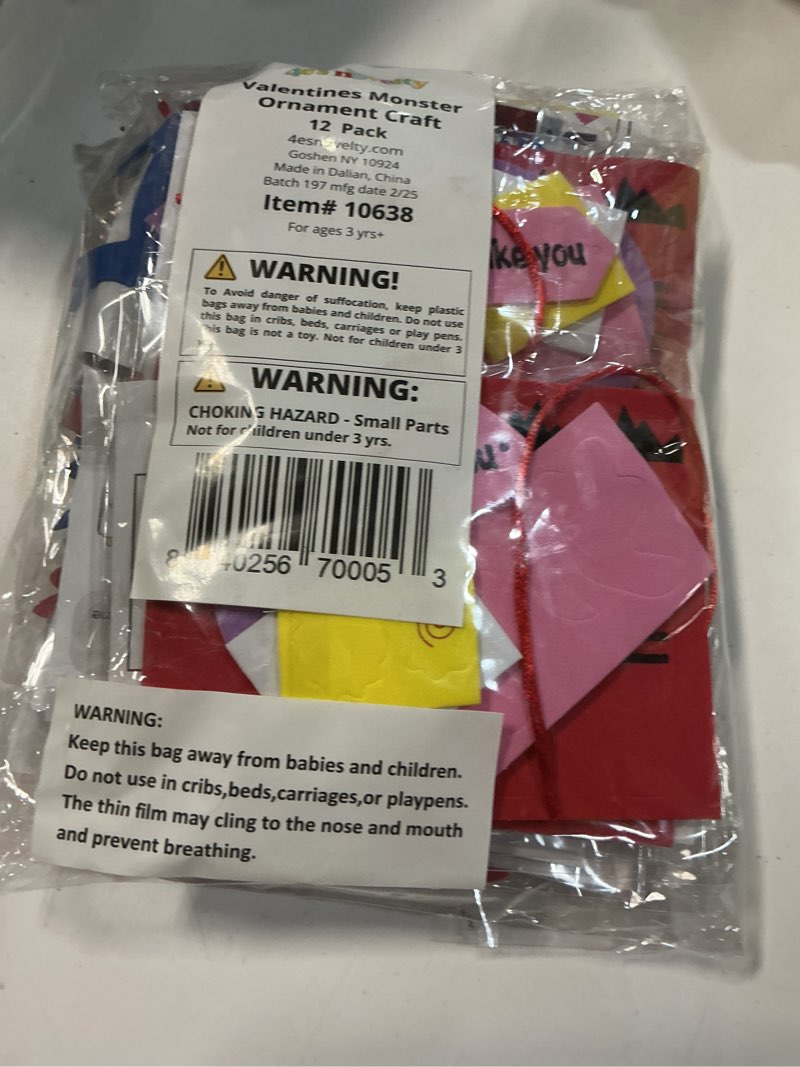 Condition photo showing Good Condition for 4E's Novelty Valentines Monster Craft Ornament (12 Pack) Foam Valentines Day Crafts for Kids Classroom DIY Valentines Day Card for Kids Bulk - Individually Wrapped, Fun Activity